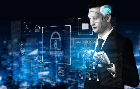 AI managing and encrypting sensitive data, monitoring cybersecurity threats, and ensuring regulatory...