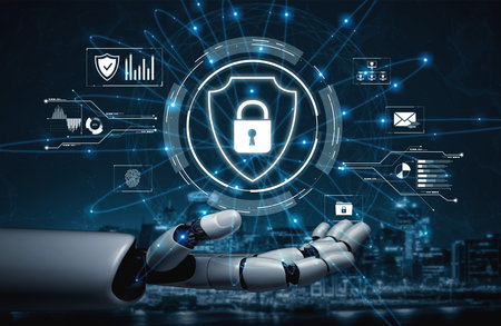 AI artificial intelligence strengthens cybersecurity with intelligent threat detection, virtual...