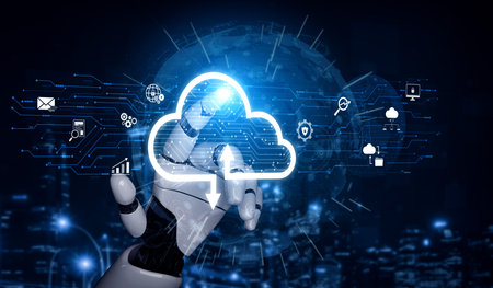 AI artificial intelligence optimizes cloud infrastructure with virtual assistants and intelligent...