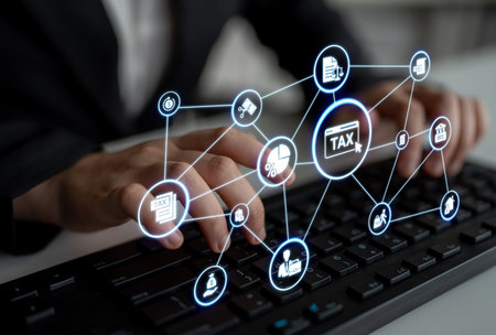 Concept of tax and financial management ensures compliance. This system streamlines tax processes,...