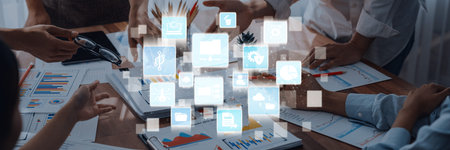 Concept of managing online folders with digital file organization, cloud storage, and secure...