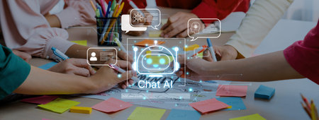 Futuristic AI chatbot with autonomous agent capabilities, AI natural language understanding, and...
