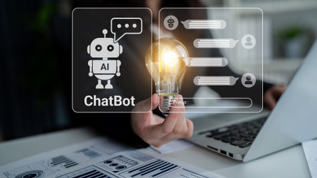 Chatbot interface representing artificial intelligence customer support and automated response...