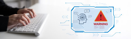 Futuristic artificial intelligence concept depicting AI hallucination, processing errors, and...