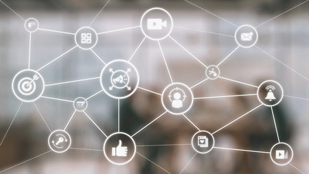 Content marketing interface with data dashboards, analytics charts, and content tools. Marketing...