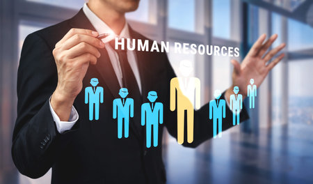 Human Resources (HR) management and corporate leadership. A concept of team building, recruitment,...