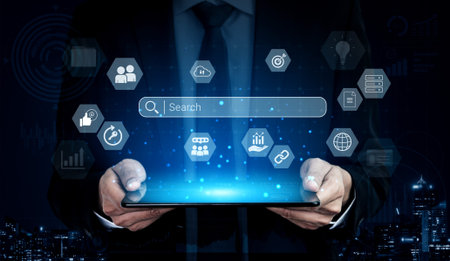 Search bar representing digital marketing, SEO analysis, and network data management Parse