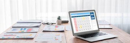 Calendar on computer software application for brisk schedule planning for personal organizer and...