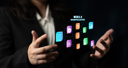 The Web 3.0 decentralization technology ecosystem. A flowchart of interconnected concepts like AI,...