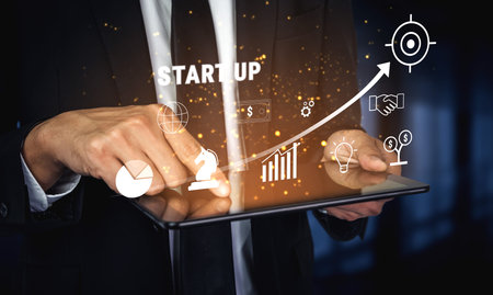 A business start up growth strategy from idea to success. The process of funding, planning, and...