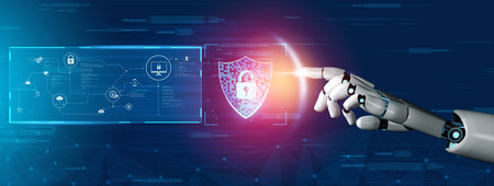 AI artificial intelligence strengthens cybersecurity with intelligent threat detection, virtual...