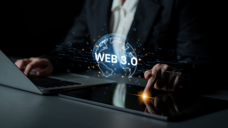 Concept of Web 3.0, the next generation of the internet. This technology represents a decentralized...