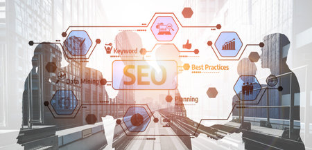 This image showcases the integration of digital marketing and SEO principles with visual...