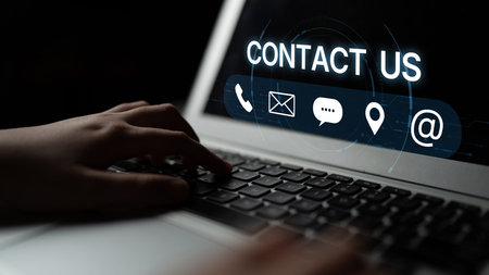 A set of communication methods for customer service. Includes contact information for phone, email, chat, and physical address for user support and inquiries. Fermion