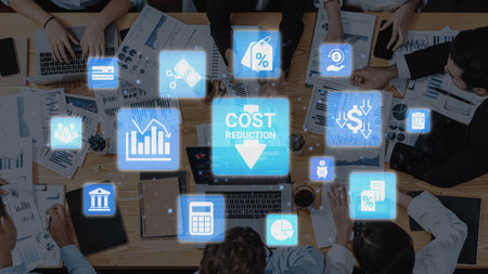 Cost reduction and cost saving through digital transformation, business cost optimization, operational cost reduction, financial savings, and resource efficiency strategy for business success. Funnel