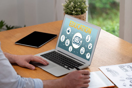 E-learning website with sofware for student to study online on the internet network brisk