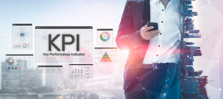 Business Professional Analyzing Key Performance Indicators with Digital Reports and Graphs in Urban Environment for Performance Measurement and Analytics Sigmoid