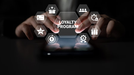 Engaging user interaction with mobile device showcasing loyalty program features, highlighting rewards and benefits through modern digital application interface. Ledger