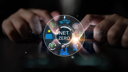 Concept of Net Zero Emissions with Hands Using Digital Technology to Illustrate Sustainability and Environmental Protection in Modern Industries. Entropy.