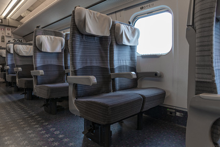 HOKKAIDO,JAPAN -APRIL 19,2016: Ordinary seats of H5 Series bullet(High-speed or Shinkansen) train....