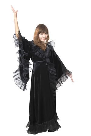 Asian witch woman on white backgroundの写真素材