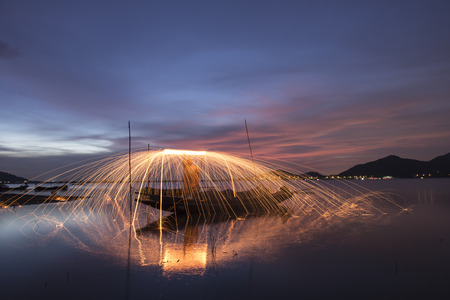 evening fire dancing with natureの写真素材