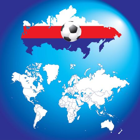 Soccer football with map and flags.の写真素材