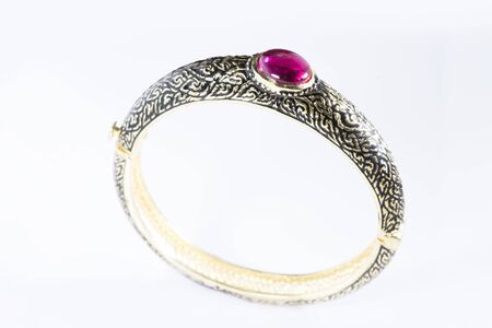 Local jewelry containing silver and stone.の写真素材