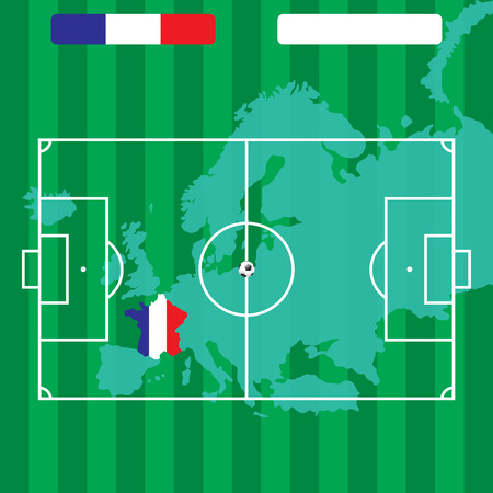 Soccer football with map and flags.の写真素材