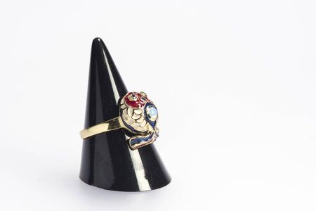 Local jewelry containing silver, gold and stone by handmade.の写真素材