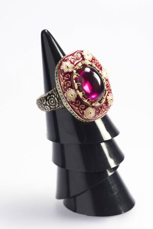 Local jewelry containing silver, gold and stone by handmade.の写真素材