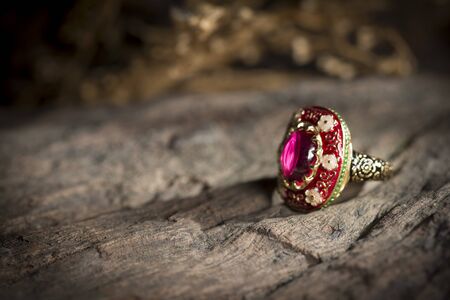 Local jewelry containing silver, gold and stone by handmade.の写真素材