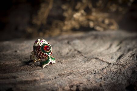 Local jewelry containing silver, gold and stone by handmade.の写真素材