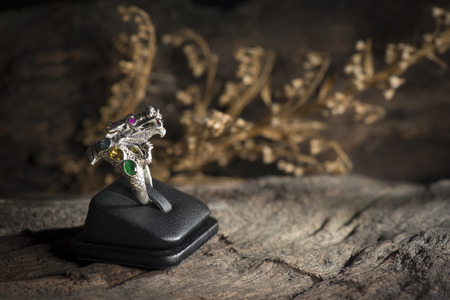 Local jewelry containing silver, gold and stone by handmade.の写真素材