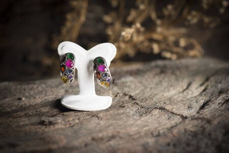 Local jewelry containing silver, gold and stone by handmade.の写真素材