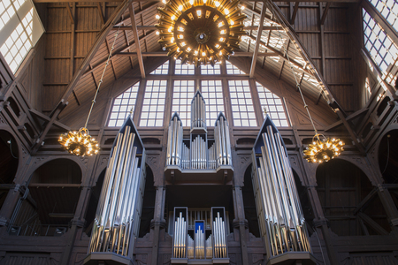Kiruna, Sweden October 13, 2015 : In 2001 the church was voted the most beautiful public building in Sweden by the Swedish people.のeditorial素材
