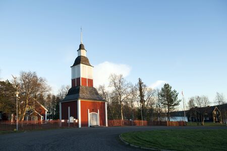 Church in Kiruna, Sweden, during a late summer evening.の写真素材