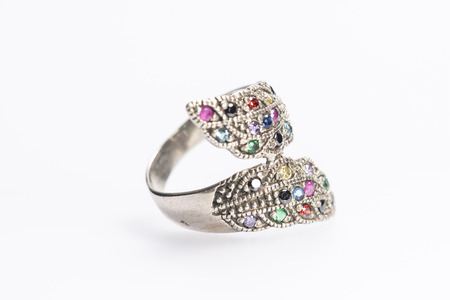 Local jewelry containing silver, gold and stone by handmade.の写真素材