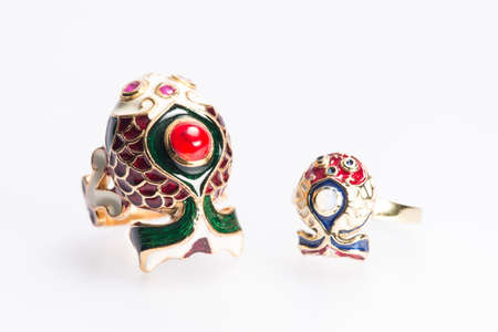 Local jewelry containing silver, gold and stone by handmade.の写真素材