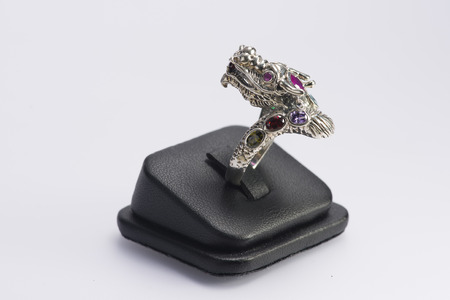 Local jewelry containing silver, gold and stone by handmade.の写真素材