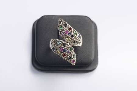 Local jewelry containing silver, gold and stone by handmade.の写真素材