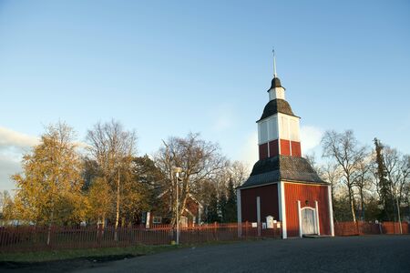 Church in Kiruna, Sweden, during a late summer evening.の写真素材
