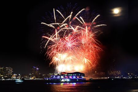 International Fireworks Festival at Pattaya, Thailand. A great variety of beautiful colorsの写真素材