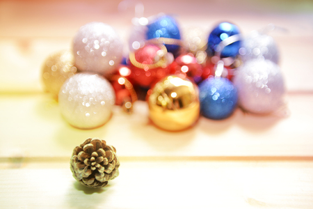 soft focus christmas toys and gifts for backgroundの写真素材