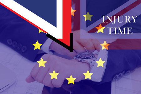 The United Kingdom out of membership from the European Union will be affected on the economy, society. Time will tell the exit.の写真素材