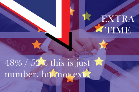 The United Kingdom out of membership from the European Union will be affected on the economy, society. Time will tell the exit.の写真素材