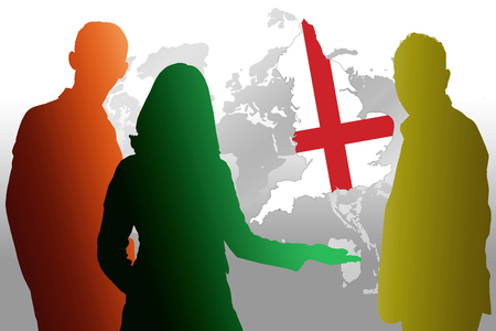 Who will take the lead in the country through the event possible. The silhouette of a person with a map.の写真素材