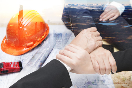 3 Hand Assemble Teamwork for success of the business in the future.の写真素材