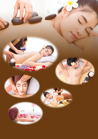 The spa facial and body massage. Women pay attention to health and beauty.の写真素材