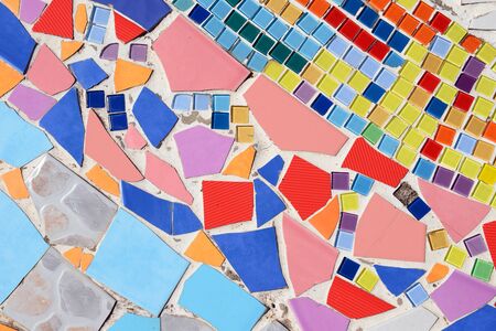 Floor and walls decorated with stone and colored glass.の写真素材